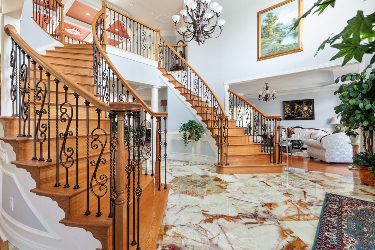 large double staircase in home