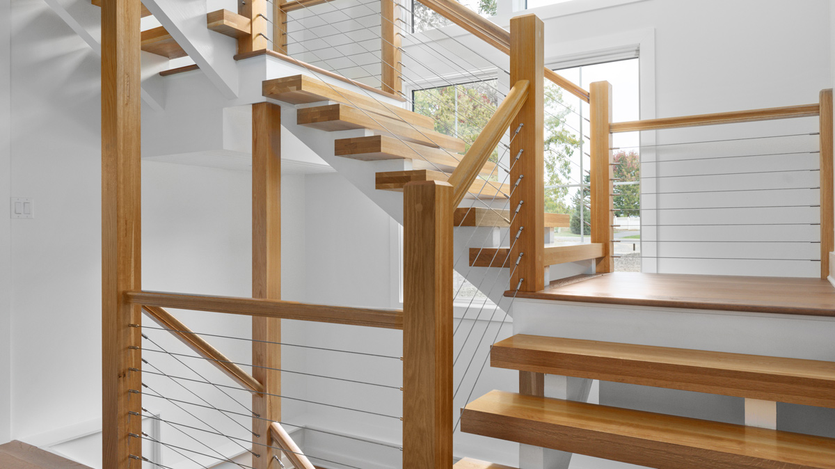 beautiful open staircase with windows